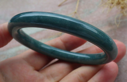 Certified Icy Green Burma 100% Natural A JADE Jadeite Circle Bangle Bracelet 55 mm 手镯 638113  TN