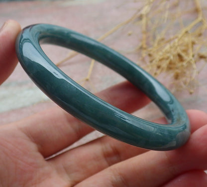 Certified Icy Green Burma 100% Natural A JADE Jadeite Circle Bangle Bracelet 55 mm 手镯 638113  TN