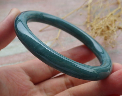 Certified Icy Green Burma 100% Natural A JADE Jadeite Circle Bangle Bracelet 55 mm 手镯 638113  TN