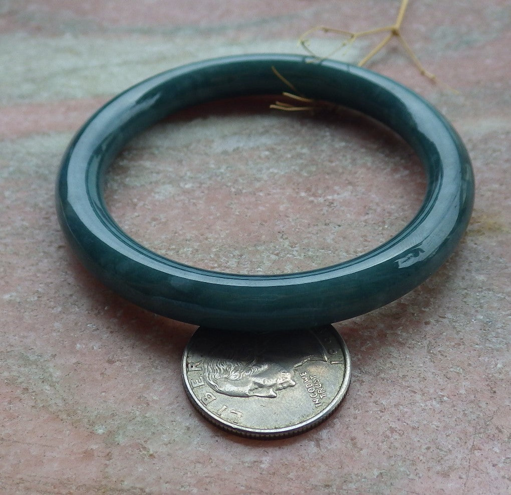Certified Icy Green Burma 100% Natural A JADE Jadeite Circle Bangle Bracelet 55 mm 手镯 638113  TN