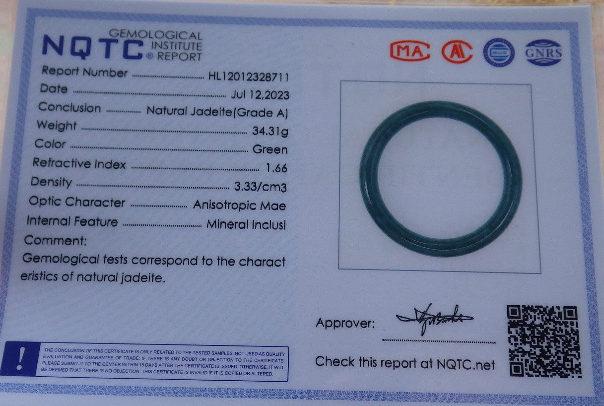 Certified Icy Green Burma 100% Natural A JADE Jadeite Circle Bangle Bracelet 55 mm 手镯 638113  TN