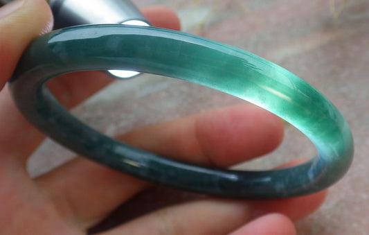 Certified Icy Green Burma 100% Natural A JADE Jadeite Circle Bangle Bracelet 58 mm 手镯 638122  TN