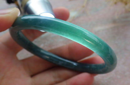 Certified Icy Green Burma 100% Natural A JADE Jadeite Circle Bangle Bracelet 58 mm 手镯 638122  TN