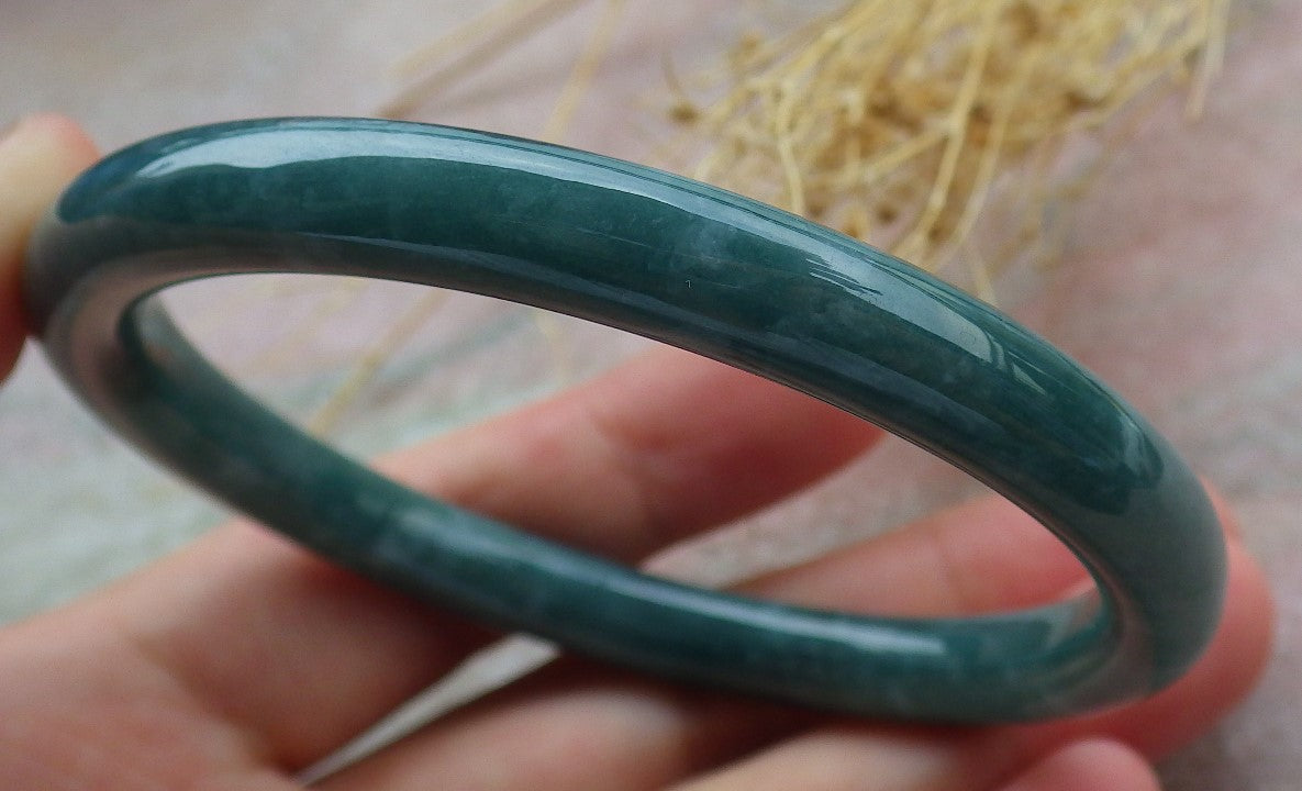 Certified Icy Green Burma 100% Natural A JADE Jadeite Circle Bangle Bracelet 58 mm 手镯 638122  TN