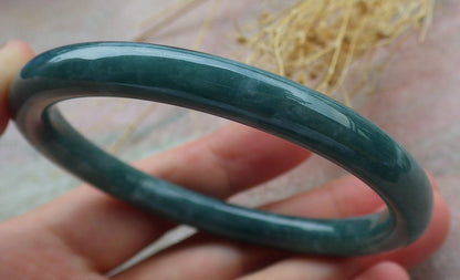 Certified Icy Green Burma 100% Natural A JADE Jadeite Circle Bangle Bracelet 58 mm 手镯 638122  TN