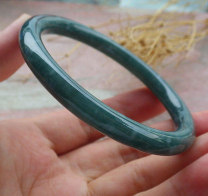 Certified Icy Green Burma 100% Natural A JADE Jadeite Circle Bangle Bracelet 58 mm 手镯 638122  TN