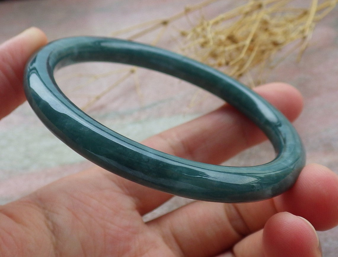 Certified Icy Green Burma 100% Natural A JADE Jadeite Circle Bangle Bracelet 58 mm 手镯 638122  TN