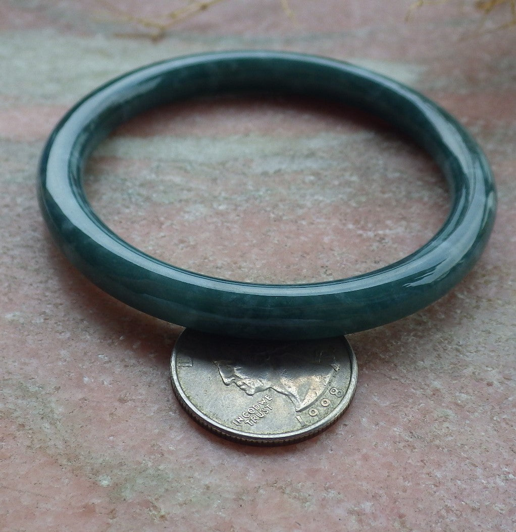 Certified Icy Green Burma 100% Natural A JADE Jadeite Circle Bangle Bracelet 58 mm 手镯 638122  TN