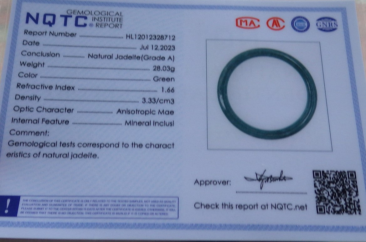 Certified Icy Green Burma 100% Natural A JADE Jadeite Circle Bangle Bracelet 58 mm 手镯 638122  TN