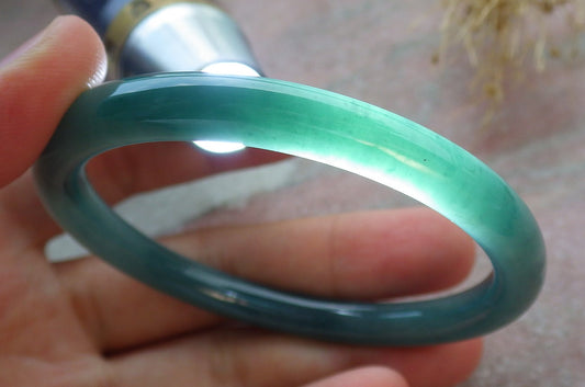 Certified Icy Green Burma 100% Natural A JADE Jadeite Circle Bangle Bracelet 55 mm 手镯 638234  TN