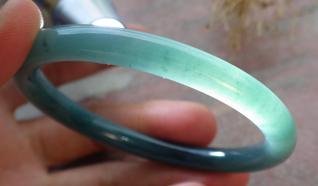 Certified Icy Green Burma 100% Natural A JADE Jadeite Circle Bangle Bracelet 55 mm 手镯 638234  TN