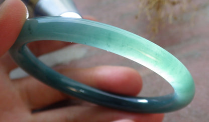 Certified Icy Green Burma 100% Natural A JADE Jadeite Circle Bangle Bracelet 55 mm 手镯 638234  TN