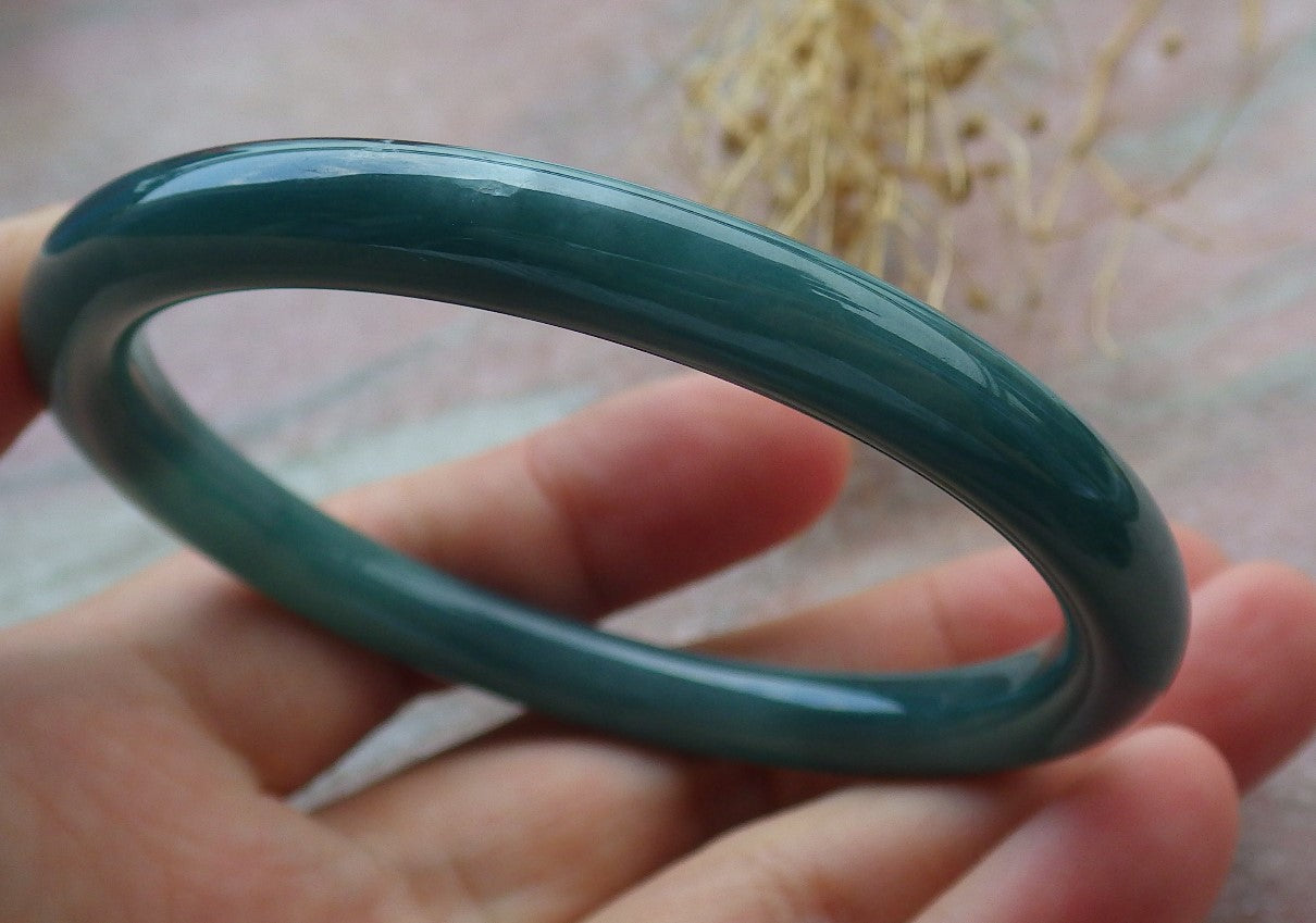 Certified Icy Green Burma 100% Natural A JADE Jadeite Circle Bangle Bracelet 55 mm 手镯 638234  TN