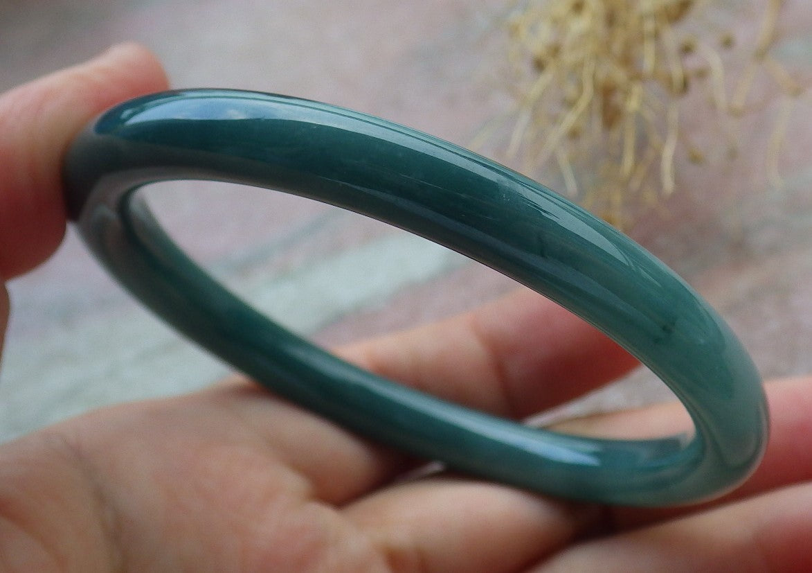 Certified Icy Green Burma 100% Natural A JADE Jadeite Circle Bangle Bracelet 55 mm 手镯 638234  TN