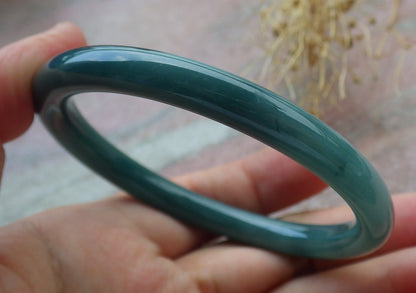 Certified Icy Green Burma 100% Natural A JADE Jadeite Circle Bangle Bracelet 55 mm 手镯 638234  TN