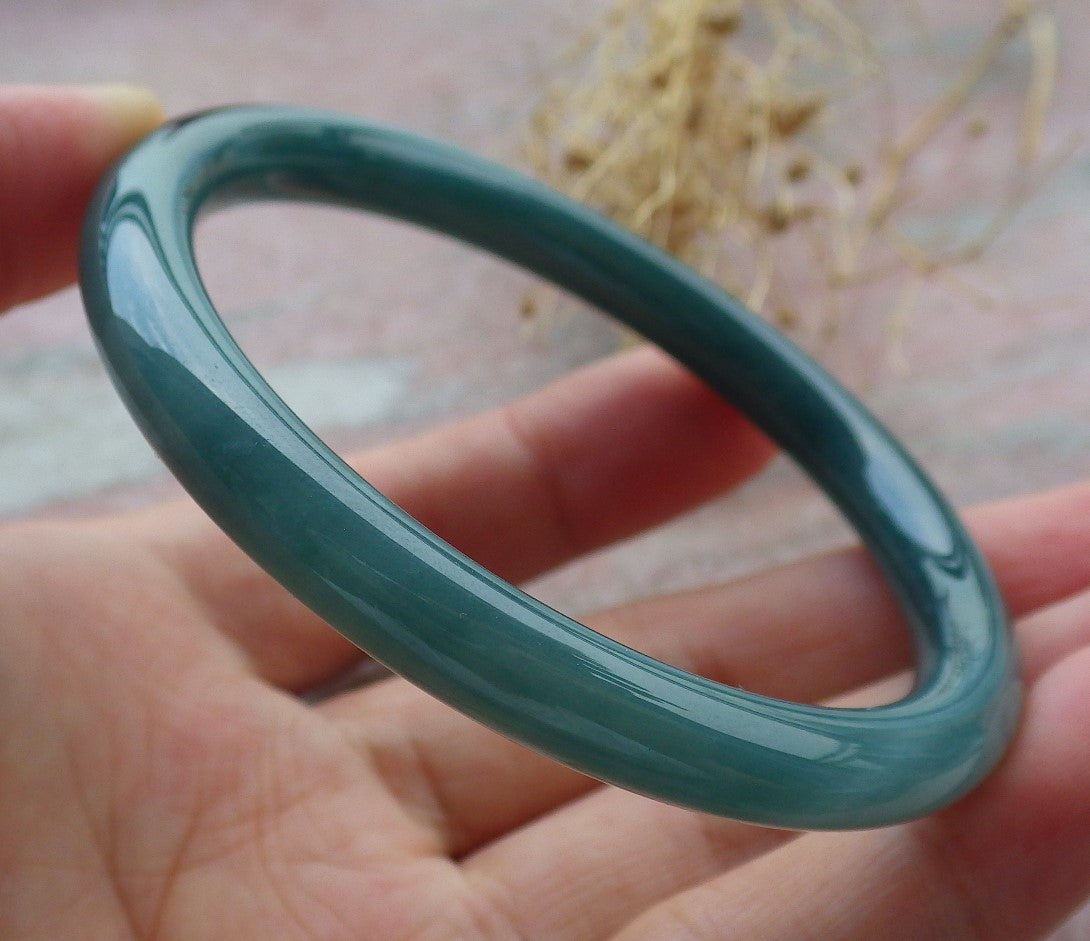 Certified Icy Green Burma 100% Natural A JADE Jadeite Circle Bangle Bracelet 55 mm 手镯 638234  TN