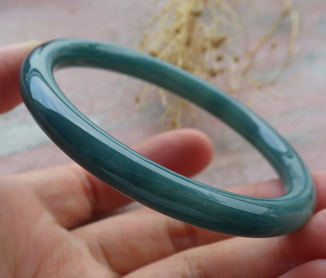 Certified Icy Green Burma 100% Natural A JADE Jadeite Circle Bangle Bracelet 55 mm 手镯 638234  TN