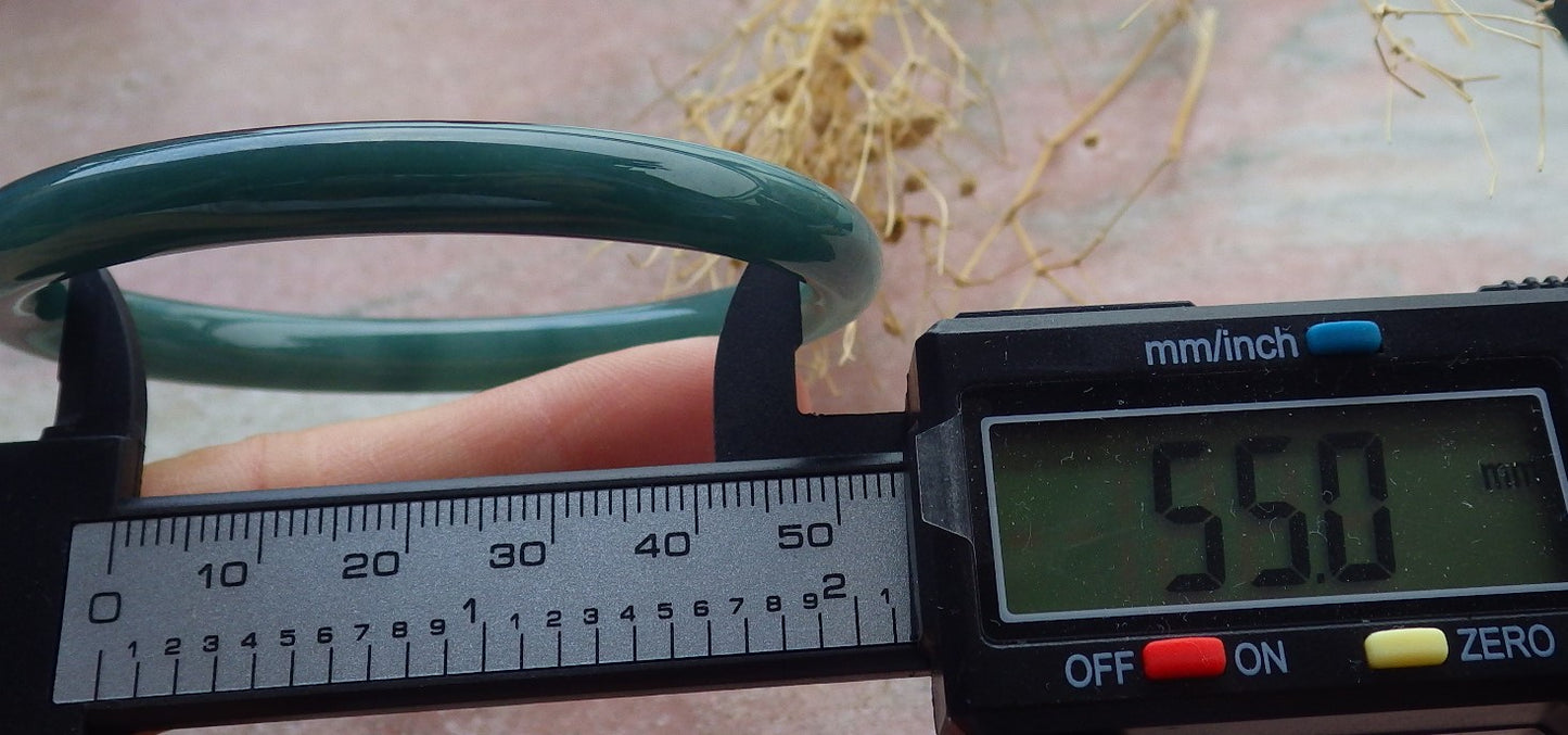 Certified Icy Green Burma 100% Natural A JADE Jadeite Circle Bangle Bracelet 55 mm 手镯 638234  TN