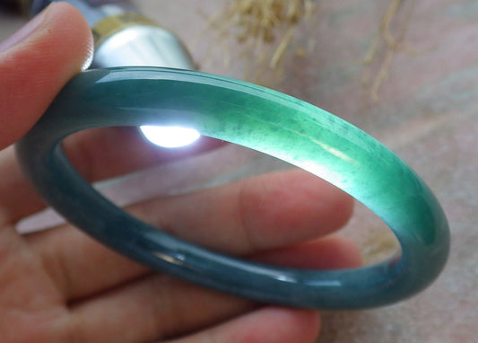 Certified Icy Green Burma 100% Natural A JADE Jadeite Circle Bangle Bracelet 58 mm 手镯 638271  TN