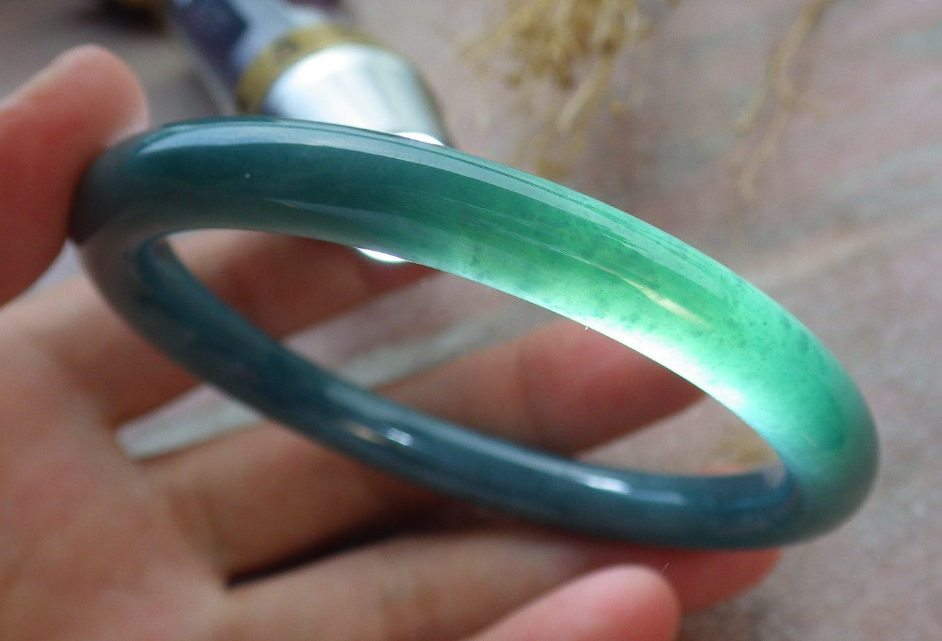 Certified Icy Green Burma 100% Natural A JADE Jadeite Circle Bangle Bracelet 58 mm 手镯 638271  TN