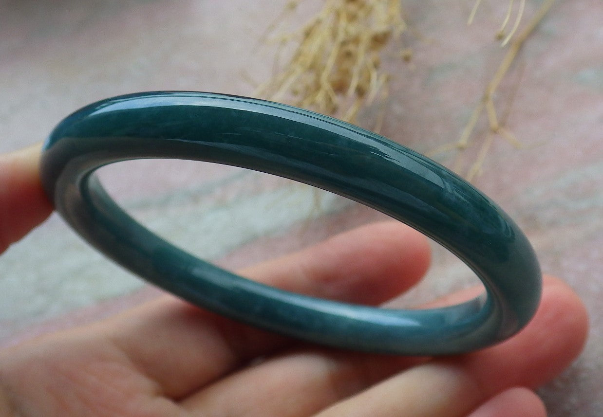 Certified Icy Green Burma 100% Natural A JADE Jadeite Circle Bangle Bracelet 58 mm 手镯 638271  TN