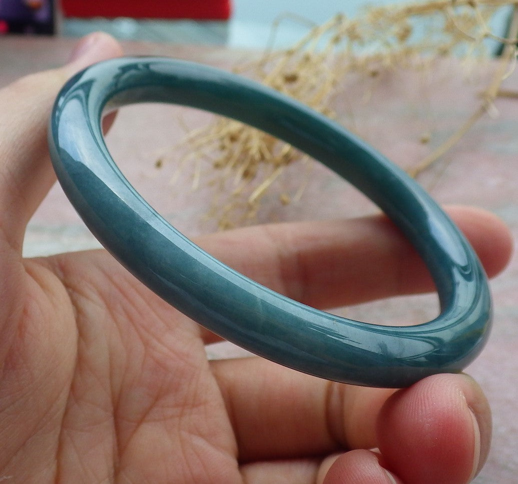 Certified Icy Green Burma 100% Natural A JADE Jadeite Circle Bangle Bracelet 58 mm 手镯 638271  TN