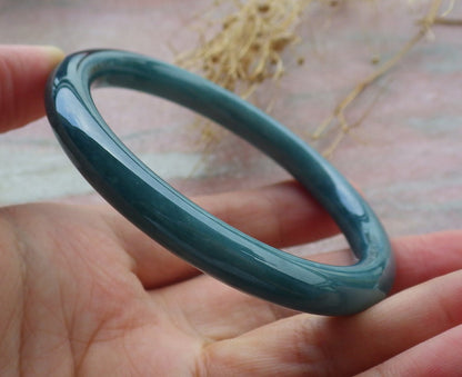 Certified Icy Green Burma 100% Natural A JADE Jadeite Circle Bangle Bracelet 58 mm 手镯 638271  TN