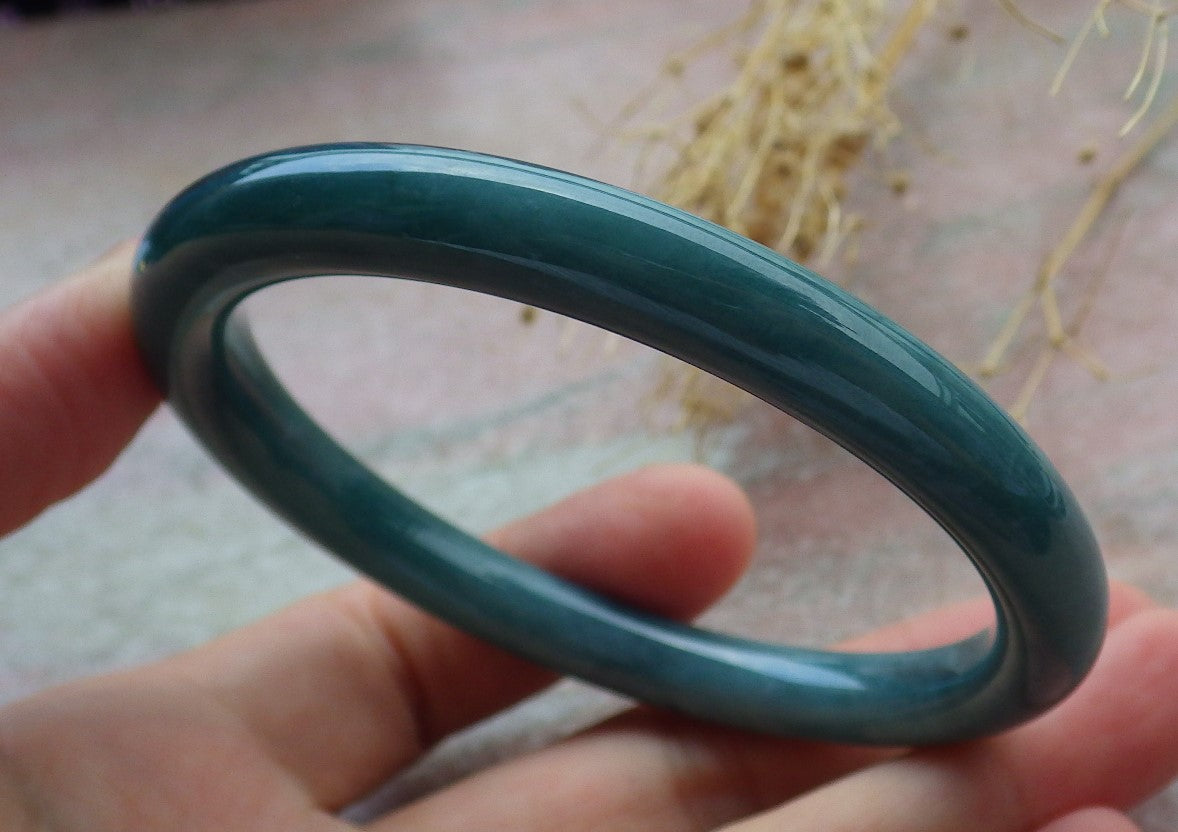 Certified Icy Green Burma 100% Natural A JADE Jadeite Circle Bangle Bracelet 58 mm 手镯 638271  TN