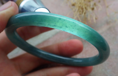 Certified Icy Green Burma 100% Natural A JADE Jadeite Circle Bangle Bracelet 59 mm 手镯 638281  TN