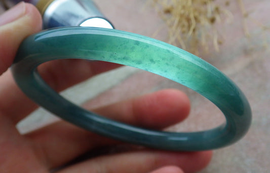 Certified Icy Green Burma 100% Natural A JADE Jadeite Circle Bangle Bracelet 59 mm 手镯 638281  TN