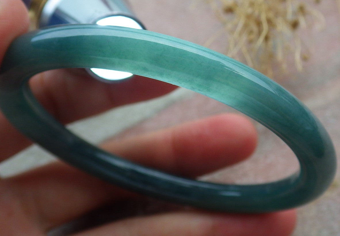 Certified Icy Green Burma 100% Natural A JADE Jadeite Circle Bangle Bracelet 59 mm 手镯 638281  TN