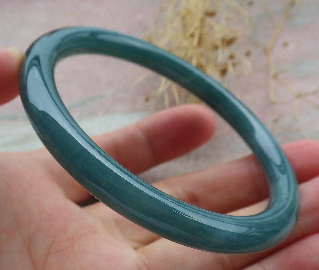 Certified Icy Green Burma 100% Natural A JADE Jadeite Circle Bangle Bracelet 59 mm 手镯 638281  TN