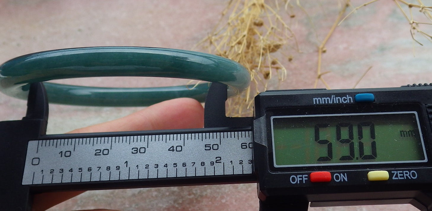Certified Icy Green Burma 100% Natural A JADE Jadeite Circle Bangle Bracelet 59 mm 手镯 638281  TN