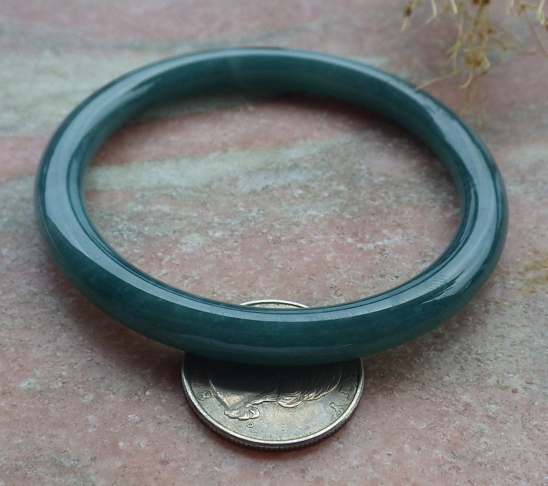 Certified Icy Green Burma 100% Natural A JADE Jadeite Circle Bangle Bracelet 59 mm 手镯 638281  TN