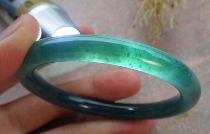 Certified Icy Green Burma 100% Natural A JADE Jadeite Circle Bangle Bracelet 55 mm手镯 638300  TN