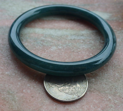 Certified Icy Green Burma 100% Natural A JADE Jadeite Circle Bangle Bracelet 55 mm手镯 638300  TN