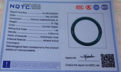 Certified Icy Green Burma 100% Natural A JADE Jadeite Circle Bangle Bracelet 55 mm手镯 638300  TN
