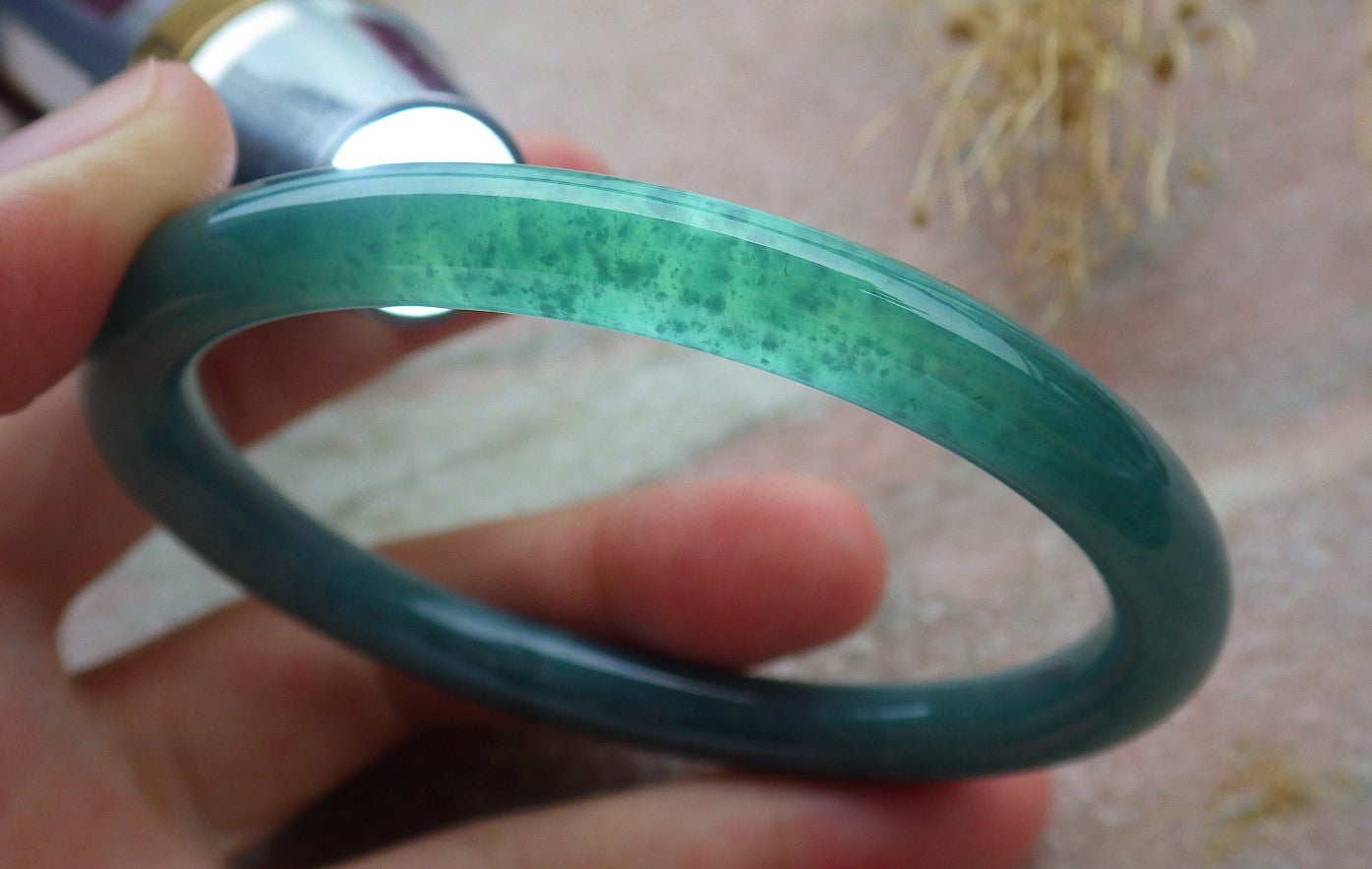Certified Icy Green Burma 100% Natural A JADE Jadeite Circle Bangle Bracelet 59 mm 手镯 638310  TN