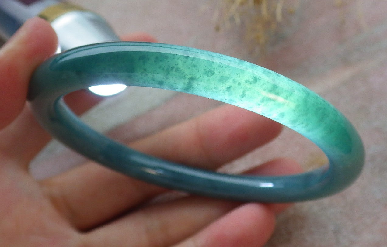 Certified Icy Green Burma 100% Natural A JADE Jadeite Circle Bangle Bracelet 59 mm 手镯 638310  TN