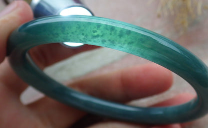 Certified Icy Green Burma 100% Natural A JADE Jadeite Circle Bangle Bracelet 59 mm 手镯 638310  TN