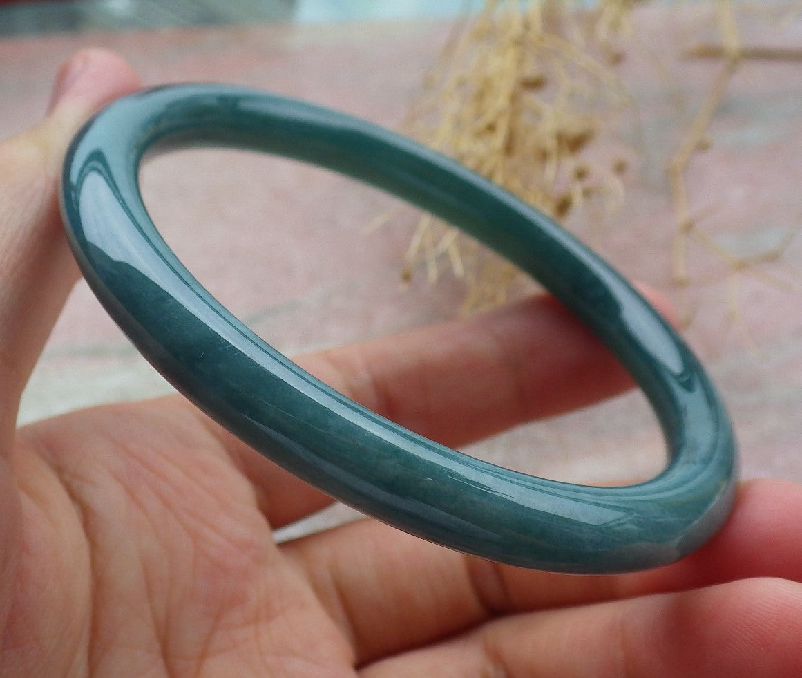 Certified Icy Green Burma 100% Natural A JADE Jadeite Circle Bangle Bracelet 59 mm 手镯 638310  TN