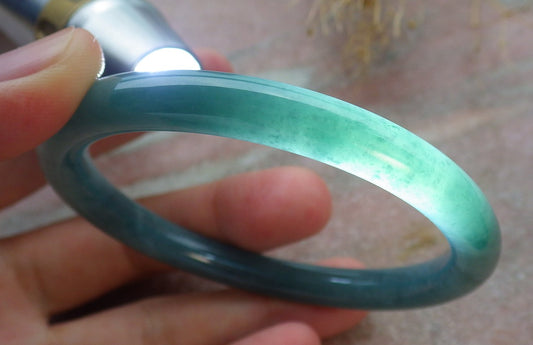 Certified Icy Green Burma 100% Natural A JADE Jadeite Circle Bangle Bracelet 57 mm 手镯 638320  TN