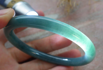 Certified Icy Green Burma 100% Natural A JADE Jadeite Circle Bangle Bracelet 57 mm 手镯 638320  TN