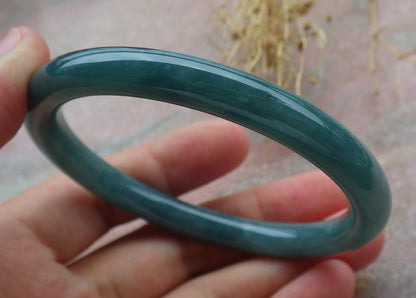 Certified Icy Green Burma 100% Natural A JADE Jadeite Circle Bangle Bracelet 57 mm 手镯 638320  TN