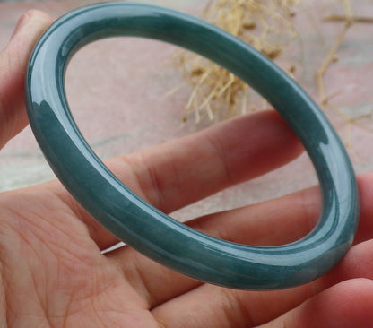 Certified Icy Green Burma 100% Natural A JADE Jadeite Circle Bangle Bracelet 57 mm 手镯 638320  TN