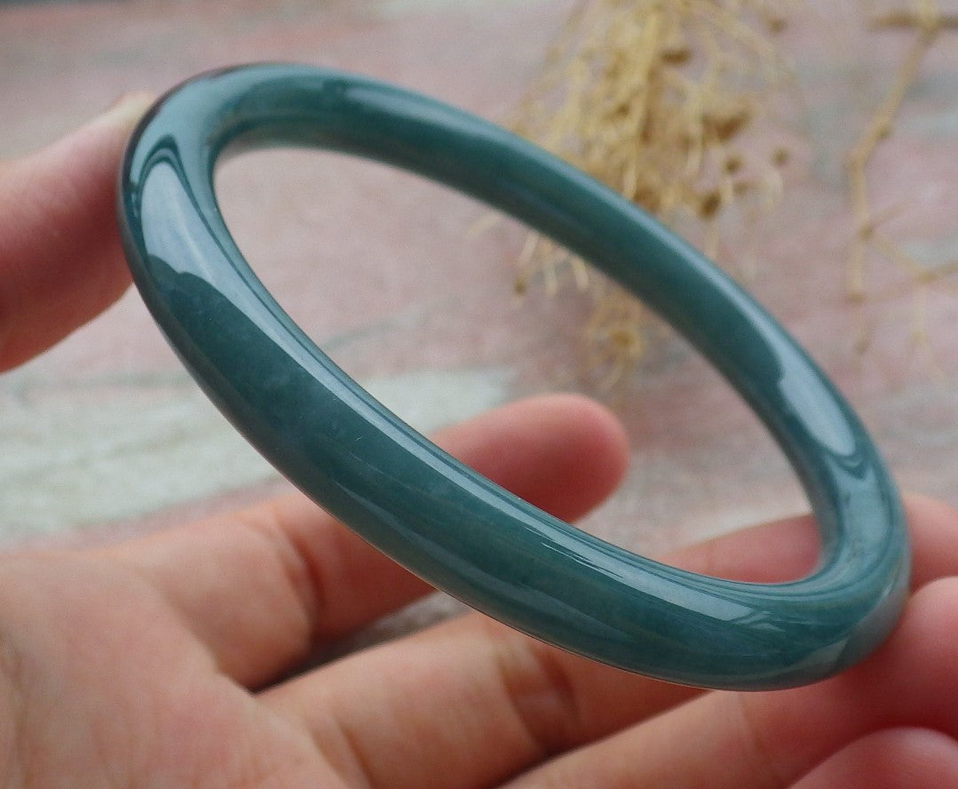 Certified Icy Green Burma 100% Natural A JADE Jadeite Circle Bangle Bracelet 57 mm 手镯 638320  TN