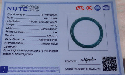 Certified Icy Green Burma 100% Natural A JADE Jadeite Circle Bangle Bracelet 57 mm 手镯 638320  TN