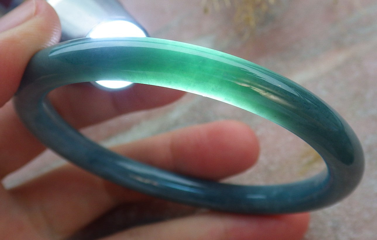 Certified Green Burma 100% Natural A JADE Jadeite Circle Bangle Bracelet 58mm 手镯 638329  TN