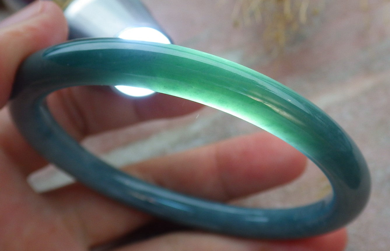 Certified Green Burma 100% Natural A JADE Jadeite Circle Bangle Bracelet 58mm 手镯 638329  TN