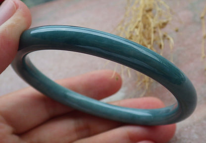 Certified Green Burma 100% Natural A JADE Jadeite Circle Bangle Bracelet 58mm 手镯 638329  TN